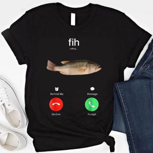 Funny Fish Meme 티셔츠 Fih Calling 그래픽 티 레트로 빈티지 티 소프트 크루넥 반소매 셔츠