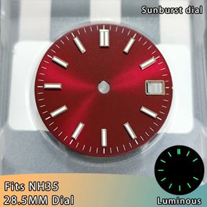 28.5MM 다이얼 NH35 무브먼트 호환 NH35 레드 스테릴 다이얼 28.5MM NH35 선버스트 다이얼 NH35 레드 다이얼 교체 부품 NH35 핸즈