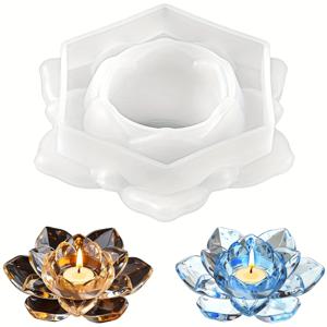 1개 - 연꽃 차 램프 수지 몰드, DIY 보석함, 연꽃 촛대, 테이블 장식 및 선물용으로 적합