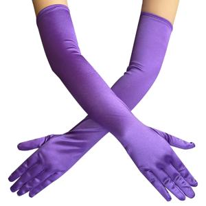 새로운 여성용 새틴 탄성 풀 핑거 파티 장갑 학생용 솔리드 브라이덜 웨딩 드레스 롱 미튼 야외 댄스 드레스업 장갑