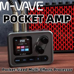 M-VAVE 포켓 앰프 미니 기타 프로세서 1.54인치 HD 화면 및 블루투스/앱 제어/100+ 이펙트, 타입-C/기타/베이스 녹음용