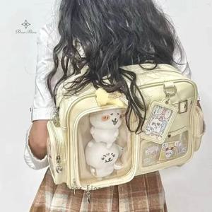 Y2K 신상 귀여운 이타백 콘서트 대용량 백팩 로리타 소녀 투명 숄더백 DIY 배지 디스플레이 캐주얼 크로스백