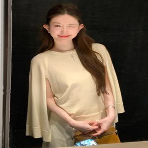 코코 스타일 랩 니트 스웨터 여성 봄 가을 새로운 패션 루즈 슬리밍 다목적 어깨 숄 탑 트렌디