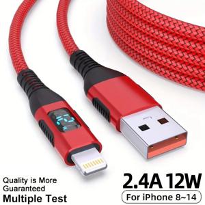 LAIHONEN 3.3/6.6/10FT 라이트닝 케이블, 나일론 브레이드 LED 디스플레이 고속 충전, IPhone13-6s/SE2020 iPad iPod용