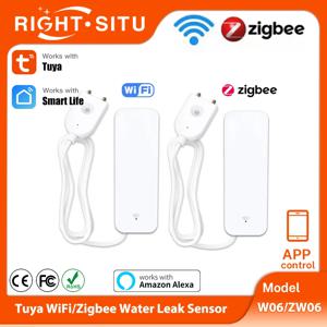 Tuya WiFi Zigbee 물 센서 스마트 누수 감지기 홍수 누수 경보 스마트 홈 스마트 라이프를 위한 물 보안 보호