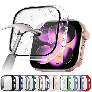 애플 워치 액세서리용 강화유리+커버 46mm 45mm 41mm 44 42mm 스크린 보호기 iwatch 케이스 시리즈 11 10 9 4 5 6 SE 7 8