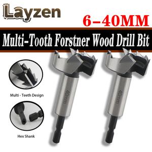6-40mm 포스너 멀티 톱니 셀프 센터링 힌지 보링 고탄소강 1/4(6.35mm) 헥스 샹크 드릴 비트 세트 목공용