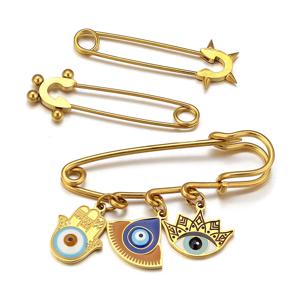 5개 스테인리스 스틸 금도금 18k PVD 안전핀 브로치 수제 DIY 펜던트 창의적인 보석 제작 공예 액세서리