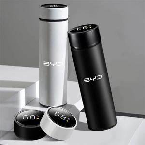 스테인리스 스틸 자동차 스타일링 온도 표시 보온병 커피 컵 액세서리 BYD Atto 3 Yuan Plus Seal Dolphin Shark용