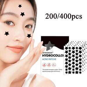 200/400pcs 블랙 여드름 패치 여드름을위한 귀여운 별 모양의 여드름 커버 스티커 귀엽고 보이지 않는 여드름 패치 뷰티-헬스
