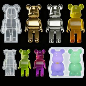 DIY 폭력적인 곰 테디베어 실리콘 몰드 크리스탈 드롭 젤 UV 레진 몰드 키체인 장식품 석고 양초 제작