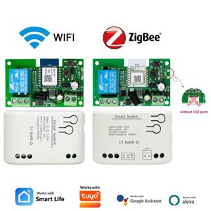 1CH 지그비/와이파이 스마트 릴레이 12V 24V 220V 건식 접점 NO/NC/COM 모듈 타이머 인칭 스위치 (조명/모터용), 투야 알렉사와 호환
