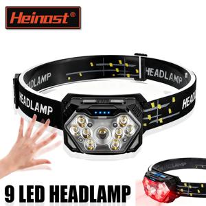 초강력 LED 헤드라이트 레드 라이트 USB 충전식 헤드램프 야외 러닝 하이킹 캠핑 이마 플래시라이트 헤드 램프