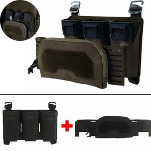 다양한 구경(5.56, 9mm) 탄창 3개 수납 가능한 전술용 관리 파우치, MOLLE 전면 플래카드 시스템 2층 에어소프트 파우치