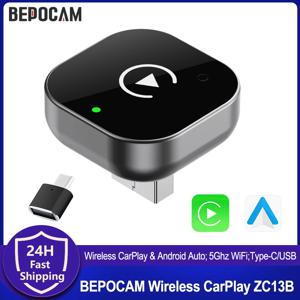 BEPOCAM 2in1 무선 CarPlay 스마트 미니 박스 안드로이드 오토 (OEM 카 스테레오용) 5Ghz WiFi 타입-C/USB 플러그 앤 플레이 CarPlay