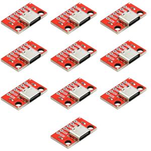 USB 타입 C 커넥터 보드 3.1 시리얼 기본 브레이크아웃 여성 커넥터 브레이크아웃 보드 핀 헤더가 있는 레드 어댑터 보드