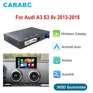 CARABC 무선 카플레이 안드로이드 오토 어댑터 미러 링크 에어플레이 블루투스 GPS 내비게이션 아우디 A3 S3 8v 2013-2018용