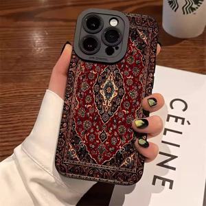 페르시아 카펫 무늬의 아이폰 18, 17, 16, 15, 14, 13, 12, 11 Pro Max, Air, X, XR, XS, 7, 8 Plus, 16e용 폰 케이스, 무광 뒷면 커버