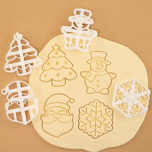 4개 세트 크리스마스 쿠키 커터 눈송이 산타클로스 눈사람 크리스마스 트리 모양 비스킷 몰드 겨울 휴일 베이킹용
