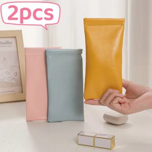 2pcs 자동 폐쇄 선글라스 케이스 PU 가죽 안경 보관 가방 방수 안경 보호 커버 안경 보관 가방