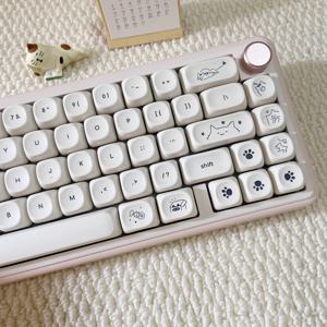 한글 키캡 PBT 밀키 귀여운 고양이 키캡 한국어 MOA 탑 프린트 사무실 게이머용 60% 65% 75% TKL 96% 100% 기계식 키보드