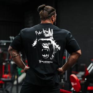SILVERBACK 오버사이즈 루즈 반팔 티셔츠 체육관 보디빌딩 통기성 좋은 시원한 남성 의류 피트니스 운동 근육 티셔츠