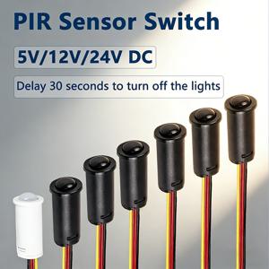 5V12V PIR 적외선 모션 스위치 자동 스위치 PIR 센서 감지기 라이트 LED 적외선 스위치 민감한 감지 시간 지연 30S
