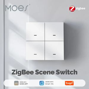 MOES ZigBee 장면 스위치 4 갱 무선 12 푸시 버튼 Tuya 컨트롤러 자동화 시나리오 스마트 라이프와 배터리 구동 작업