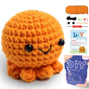 야마신 초보자용 DIY 크로셰 키트, 작은 문어 테마 디자인의 쉬운 공예 도구 세트, 뜨개질 예술 및 공예 프로젝트