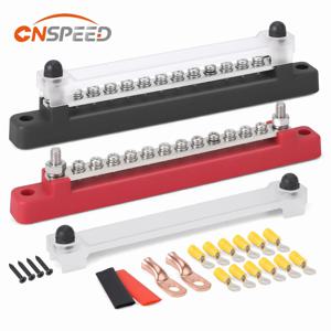 CNSPEED 12구 단자 M6 스터드 버스바 배터리 전원 분배 블록 12V 양극 음극 버스바 트럭 보트 자동차 캠핑카용