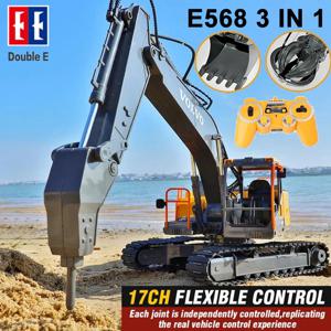 더블 E E568 RC 굴삭기 17채널 1:16 3 in 1 RC 엔지니어링 자동차 원격 조종 크롤러 트럭 합금 굴삭기 크리스마스 선물