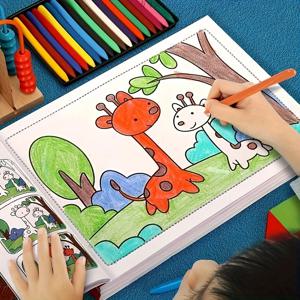 1Pc 동물 색칠하기 책 초보자 학습 낙서 그림 교육 미술 활동 책 창의력 개발 색칠 페이지