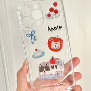귀여운 만화 사과 검은 고양이 강아지 3D 입체 스티커 재미있는 동물 젤리 레진 데칼 휴대폰 케이스 태블릿 노트북 및 저널용