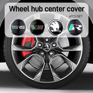 4개 56mm 자동차 스타일링 휠 센터 허브 캡 배지 커버 스티커 스코다 라피드 옥타비아 VRS VII 파비아 코디악 슈퍼브 라피드 S 파비아용
