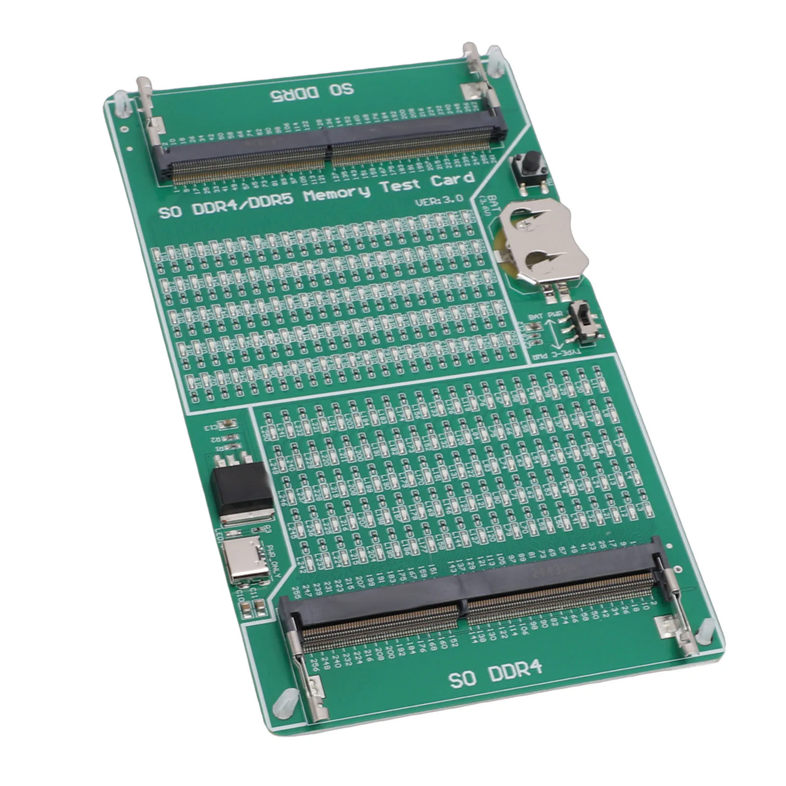 DDR4 DDR5 메모리 테스터 2 in 1 메모리 진단 분석기 노트북 데스크탑 서버 컴퓨터용 LED 조명이 있는 RAM 테스터