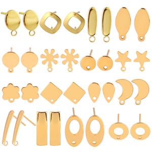 20개 스테인리스 스틸 기하학적 다각형 귀걸이 부자재 스터드 귀걸이 베이스 포스트 커넥터 DIY 쥬얼리 제작 용품