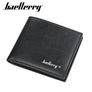 Baellerry 남성용 짧은 지갑 패션 격자 무늬 가로형 부드러운 PVC 가죽 OL 남성용 지갑 대용량 멀티 카드 지갑