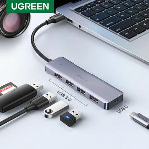 UGREEN USB 허브 USB3.0 스플리터 USB-A to 4xUSB-A 5Gbps 데이터 전송 포트 5V/2A USB-C 전원 공급 데스크탑 PC PS5 4 노트북용