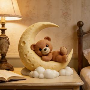 달 귀여운 곰 실리콘 몰드, 재사용 가능한 레진 몰드, 점토 및 석고 몰드, DIY 장식 펜던트 수제 몰드