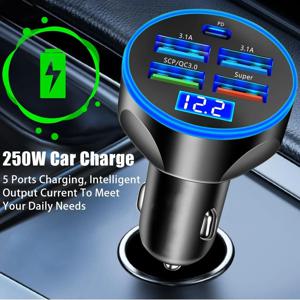 4포트 USB 차량용 충전기 초고속 충전 어댑터 아이폰 17 16 삼성 샤오미 안드로이드 휴대폰용 차량용 충전기