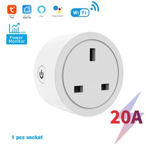 전력 측정 기능이 있는 TUYA 20A WiFi 스마트 소켓, Cozylife WiFi, 모바일 기기용 AI 음성 제어, 영국 표준 플러그