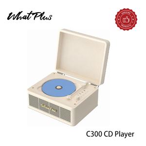 WhatPlus C300 레트로 CD 플레이어 고해상도 음질 블루투스 스테레오 오디오 플레이어 레트로 휴대용 야외 스피커