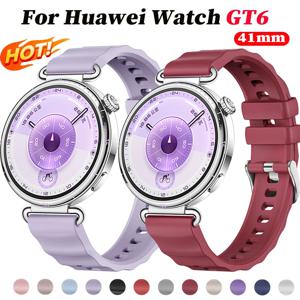 화웨이 워치 GT6 41mm용 18mm 실리콘 밴드, 스포츠 스트랩, 메탈 버클, 화웨이 밴드 GT6 스마트워치 교체용 팔찌