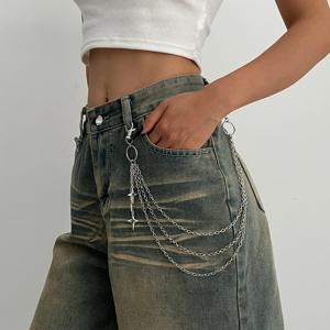 살리르콘 펑크 멀티레이어 메탈 스타 펜던트 팬츠 체인 힙합 허리 키체인 청바지 체인 여성 트렌디 쥬얼리 액세서리 선물
