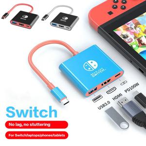 닌텐도 스위치 OLED용 4K HDMI 어댑터 TV 도킹 스테이션, USB 3.0 타입 C 포트 충전 도킹 스테이션, HDMI 출력 포함