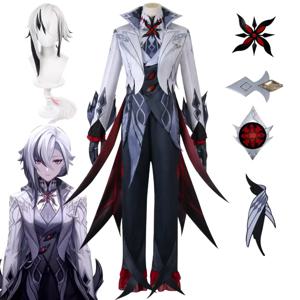 Genshin Impact Arlecchino 코스프레 의상 가발 Peruere The Knave