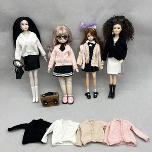심플 캐주얼 솔리드 컬러 니트 스웨터 자켓 1/6 FR 바비 슈퍼모델 인형 드레스업 30cm 인형 패션 의류 액세서리