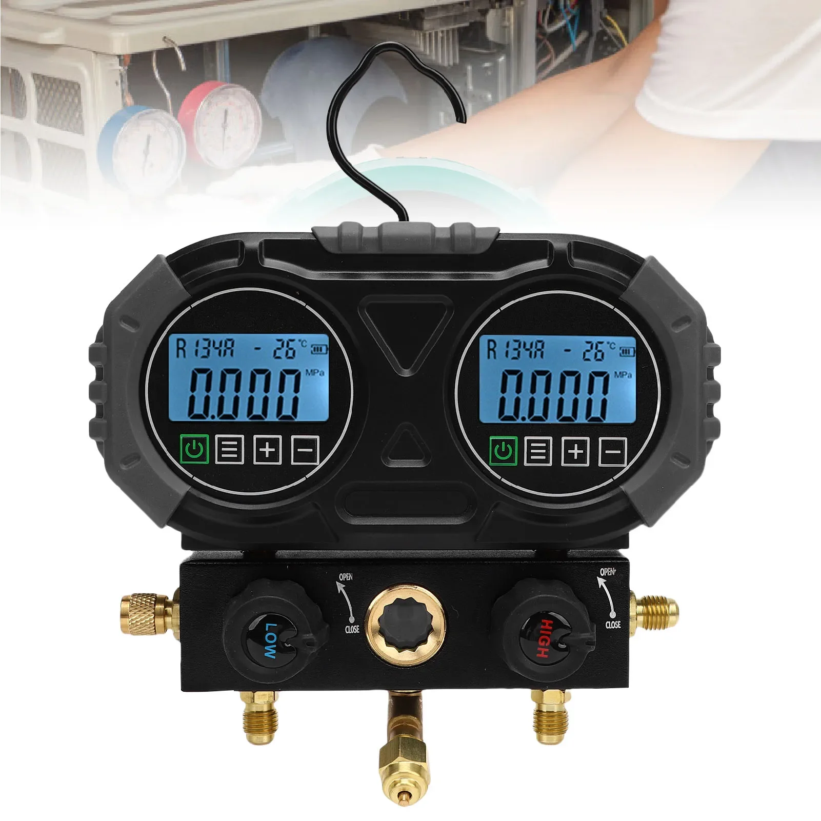 냉매 디지털 매니폴드 게이지 1초 센서 리프레시 속도 0-6000 Kpa 전자식 HVAC 냉매 충전 압력 테스터
