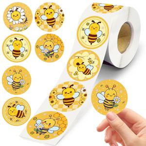 500 Pcs/roll 꿀벌 스티커 만화 꿀벌 보상 스티커 방수 자체 접착 종이 라벨 학습 보상 게임 파티