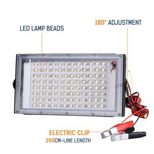 DC12V LED 홍수 빛 50W 100W 야외 투광 조명 스포트라이트 IP66 방수 비상 조명 반사판 휴대용 12 볼트 Led 빛